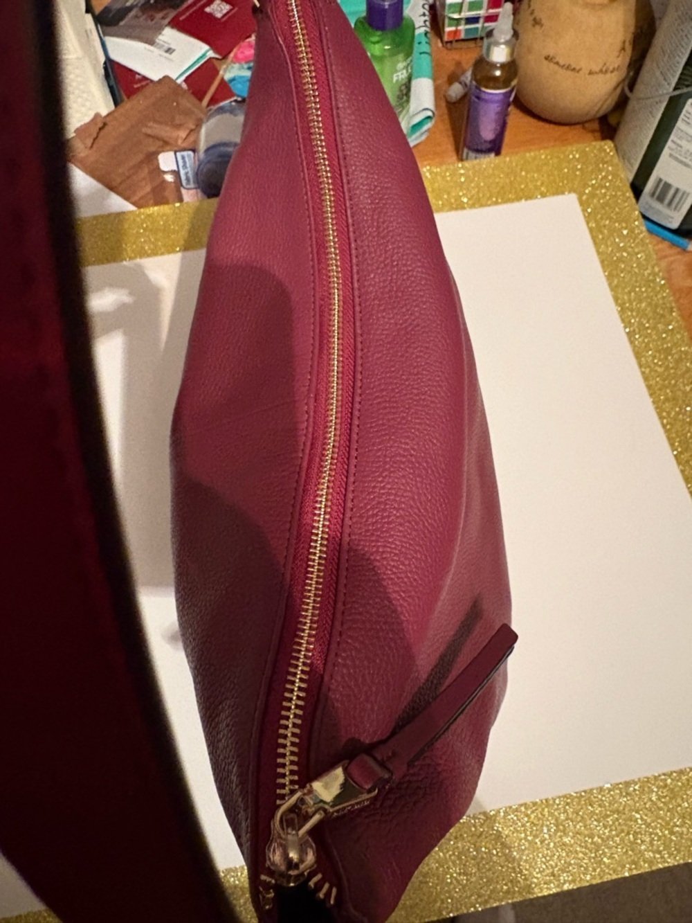 RADLEY LONDON Pebbled Leather Shoulder Bag in Deep Berry - Picture 12 of 16